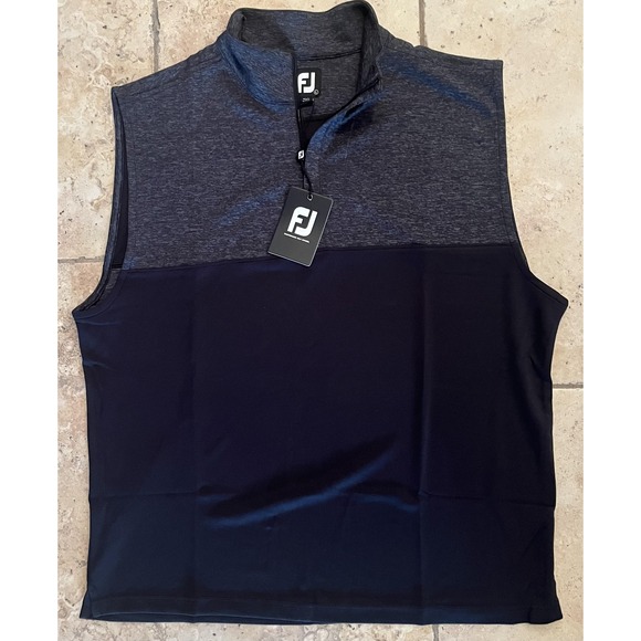FootJoy Heather Yoke 1/2 Zip Vest Mens Large Black Gray Golf Pullover FJ - NEW - Picture 2 of 7
